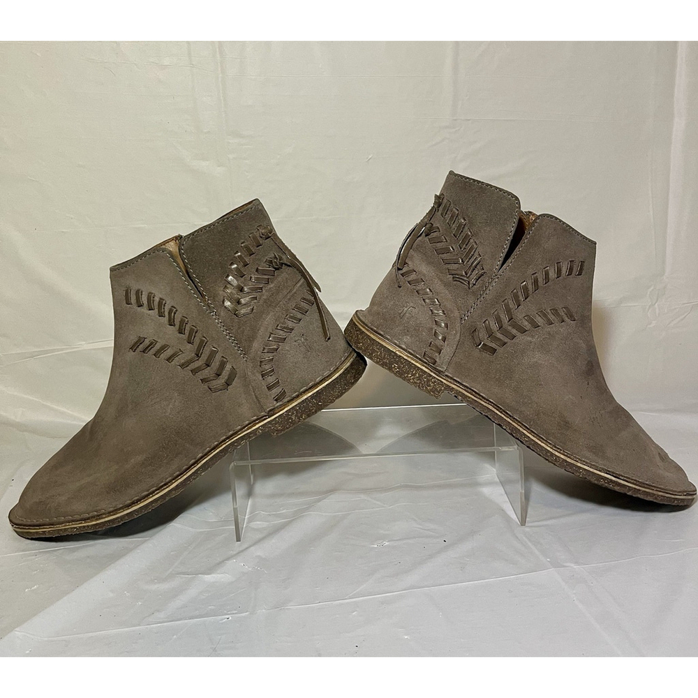 Frye Sierra Whipstitch Suede Tan Boho Crepe Festival Bootie Size 9.5M - Picture 8 of 11